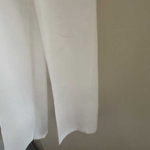 Ladies white linen blend wide leg pants - Picture 6 of 16